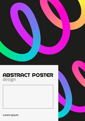 Modern minimalist poster with abstract vibrant rainbow gradient colors lines.