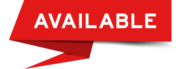 Redcolor speech banner with word available on white background