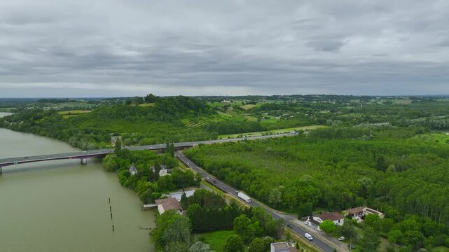 Libourne from a drone, Gironde, Nouvelle-Aquitaine, Saint-Emilion and Pomerol, Southwestern France, Europe