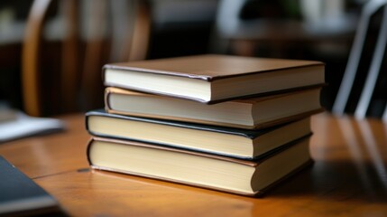 Fototapeta premium Books stacked on a table