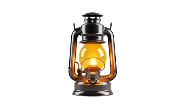 Glowing Vintage Oil Lantern on transparent   Background - Powered by Adobe