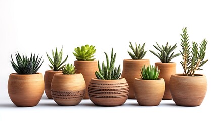 Obraz premium Plants in pots isolated on white background. Realistic image illustration.