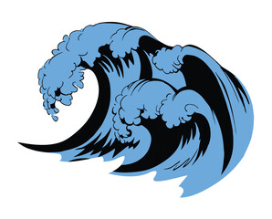 A big wave. Vector tsunami drawing