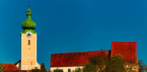 Church on a sunny spring day at Landau, Isar, Dingolfing, Bavaria, Germany
