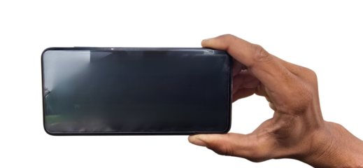 A man Holding Smartphone PNG Isolated on Transparent White Background