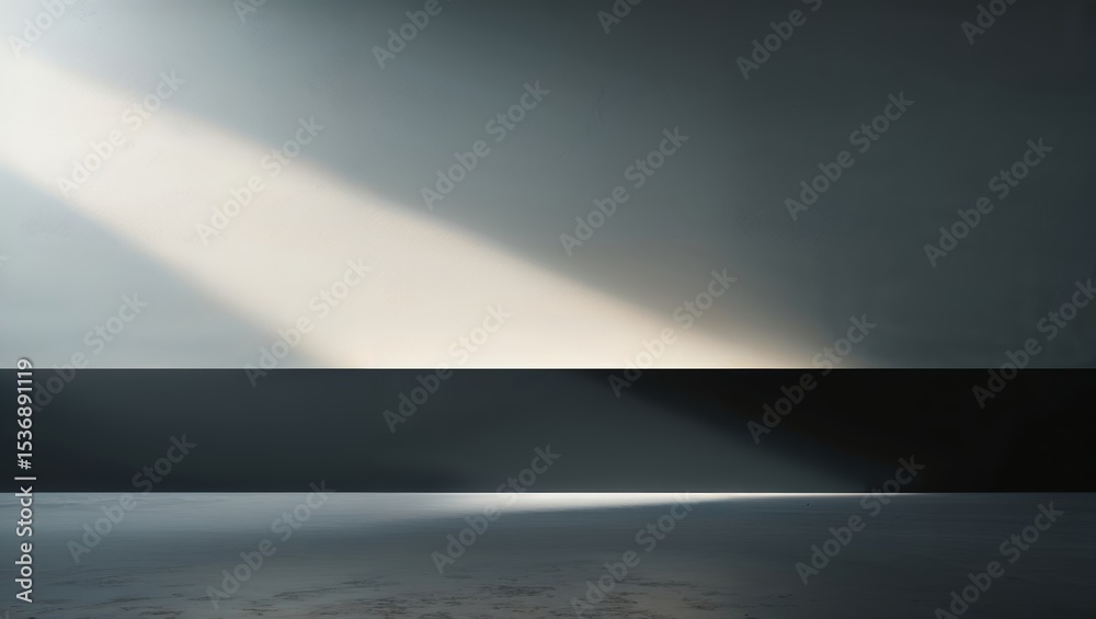 Poster light beams create dynamic visuals in an abstract space with subtle textures and shadows at dusk