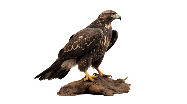 Majestic Eagle Perched on a Rock against transparent Background Wildlife Photography