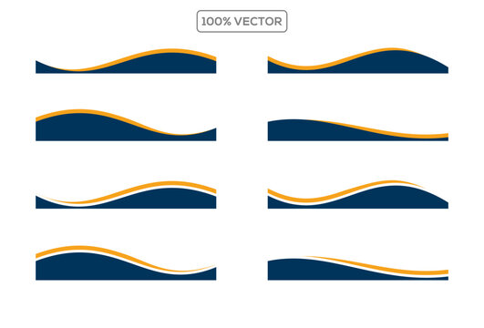 Collection of wave separator footers, modern dividers shapes vector design illustration element