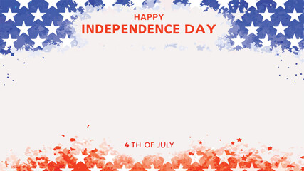 Happy independence day background with a blue and white stars pattern and red and white stars pattern, copy space