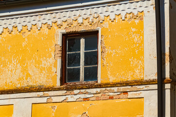 Details of a dilapidated building on a sunny spring day at Schoenau, Rottal Inn, Bavaria, Germany