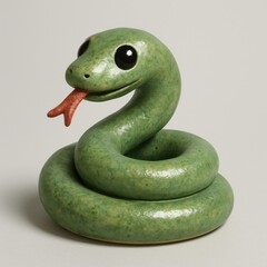 Naklejka premium Cute green snake sculpture