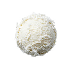 Single Scoop of Coconut Ice Cream with Toasted Coconut Flakes