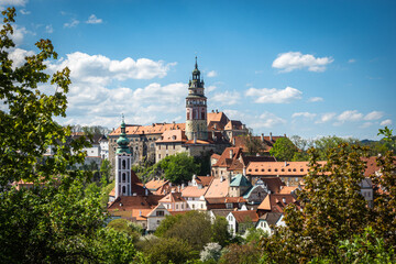 Cesky Krumlov in a wonderful sunny spring day. Czech Republic.