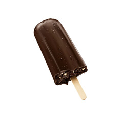Delicious Chocolate Ice Cream Bar with Crunchy Bits, Melted and Isolated on Black Background
