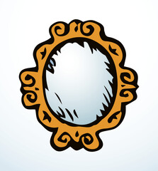 Framed mirror. Vector drawing icon