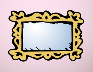 Framed mirror. Vector drawing icon