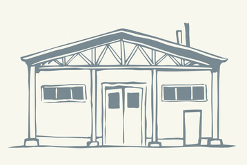 Entrance to the barn. Vector drawing