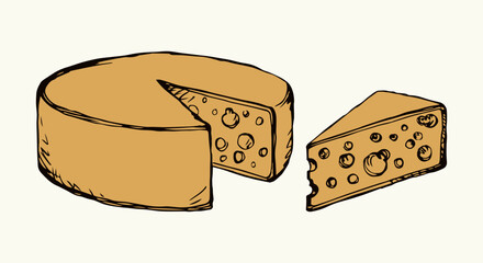 A slice of Dutch cheese. Vector drawing