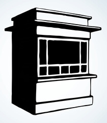 Shop stall. Vector drawing kiosk