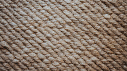 Close up of natural fiber rope arranged in a textured pattern showcasing the interwoven strands and earthy tones creating a rustic and organic background.
