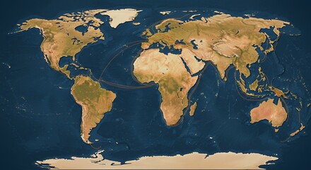 Fototapeta premium Global Network Connections: A Visual Representation of Intercontinental Communication
