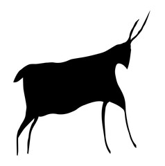 Primitive rock painting. Vector drawing