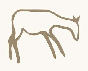 Primitive rock painting. Vector drawing