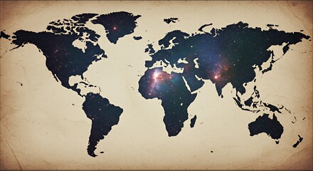 Cosmic World Map: A Celestial Journey Across Continents