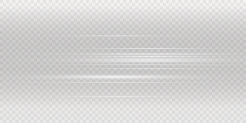 White horizontal lens flares pack. Laser beams, horizontal light rays. Collection effect light White line png. Beautiful light flares. Glowing streaks on light background.