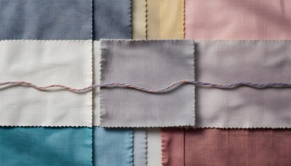 Naklejka premium Flat Lay of Multicolored Thread Connecting Pride-Themed Fabric Swatches