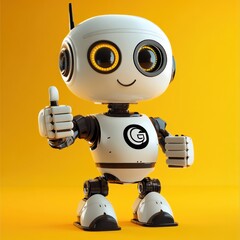 Cute robot giving thumbs up
