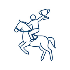 Equestrian victory with rider holding trophy, perfect for horse sports events and promotional material