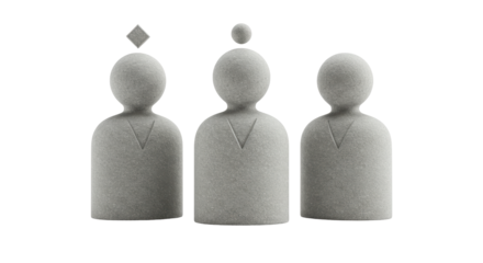 Isolated Set of Abstract Grey Figures Representing Community and Individuality