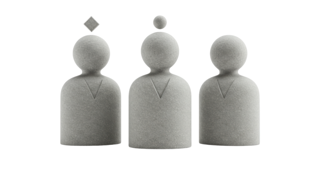 Isolated Set of Abstract Grey Figures Representing Community and Individuality