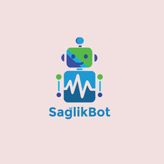 Cute Healthcare Robot Icon – Smart AI Medical Assistant Logo