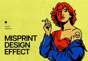 Retro Misprint Design Effect Mockup