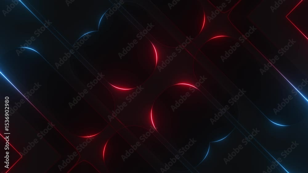 Wall mural this stock motion graphic video of diagonal neon lines loop with gentle overlapping curves on seamle