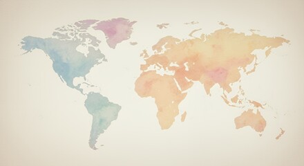 Watercolor World Map: A Pastel Journey Across Continents
