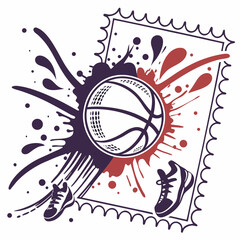 Fototapeta premium Basketball Grunge Stamp Vector Illustration