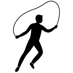 Skipping Rope Exercise Silhouette Vector