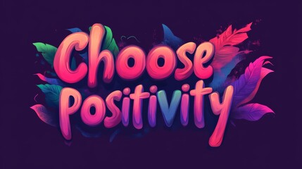 A motivational poster design featuring "Choose Positivity" in bold typography with happy visuals,
