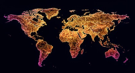 Global Network: A Colorful World Map Visualization