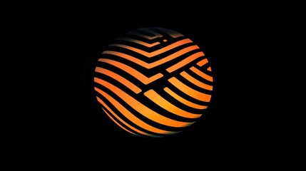 Abstract sphere with vibrant orange and black patterns