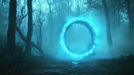 Fototapeta premium Mystical portal in a misty forest
