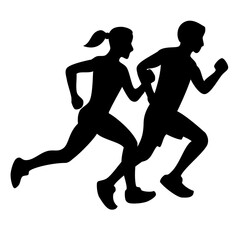 silhouette of runner couple