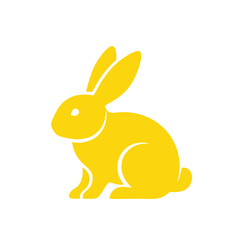 Obraz premium Yellow Bunny Logo, Abstract Yellow Rabbit Symbol, Modern Flat Design