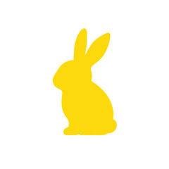 Minimalist Yellow Rabbit Icon, Simple Silhouette