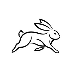 Running Rabbit Logo, Abstract Rabbit in Motion, Minimal Line Art