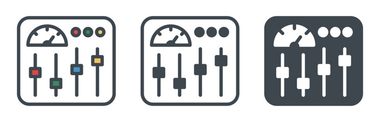 Vector illustration of colorful control panel with sliders.