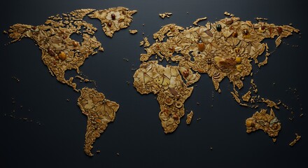 World Map Crafted from Nuts and Seeds: A Culinary Globe